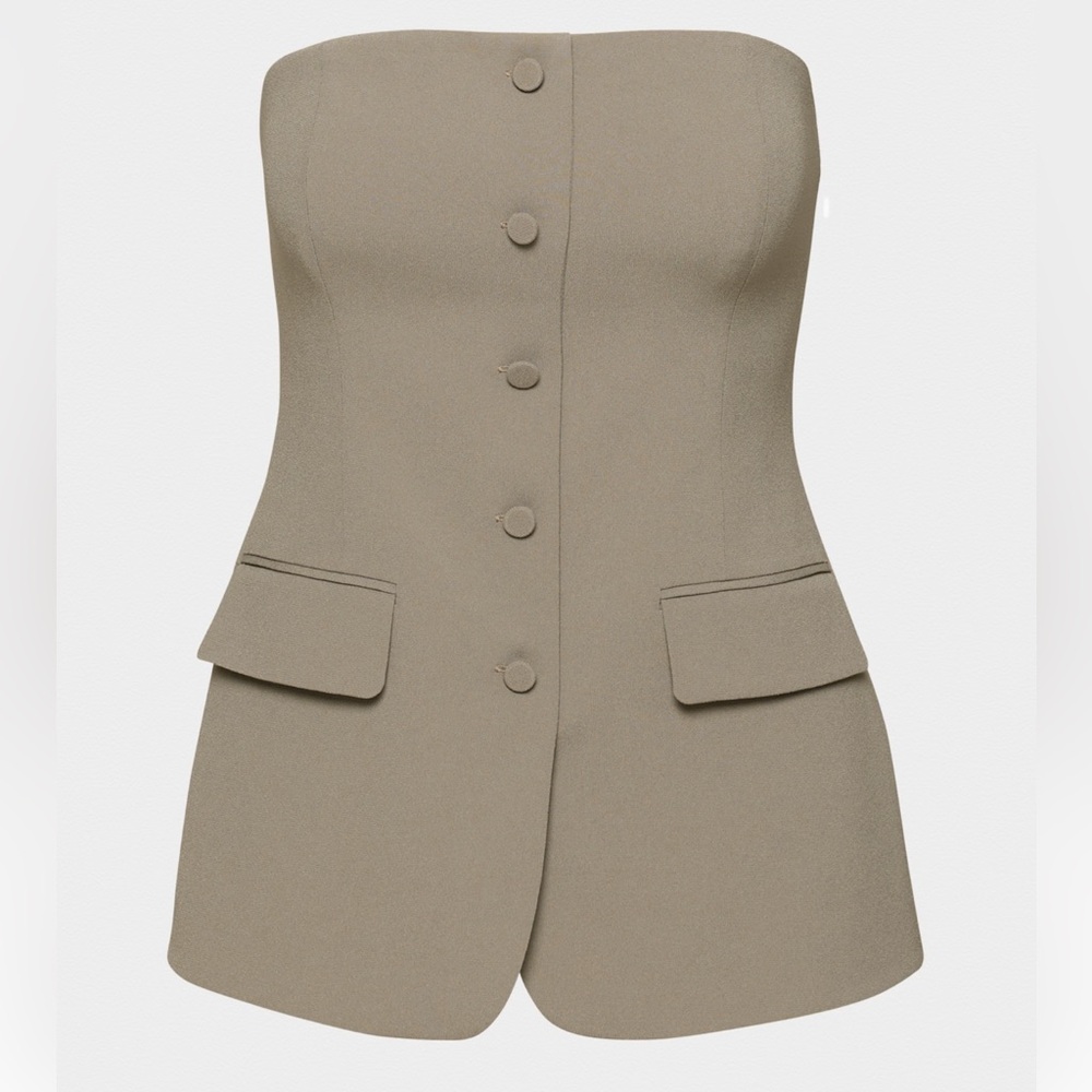 Babaton Insider Tube Top Strapless Tailored Bustier Top in Felted Taupe 00 - Picture 7 of 10